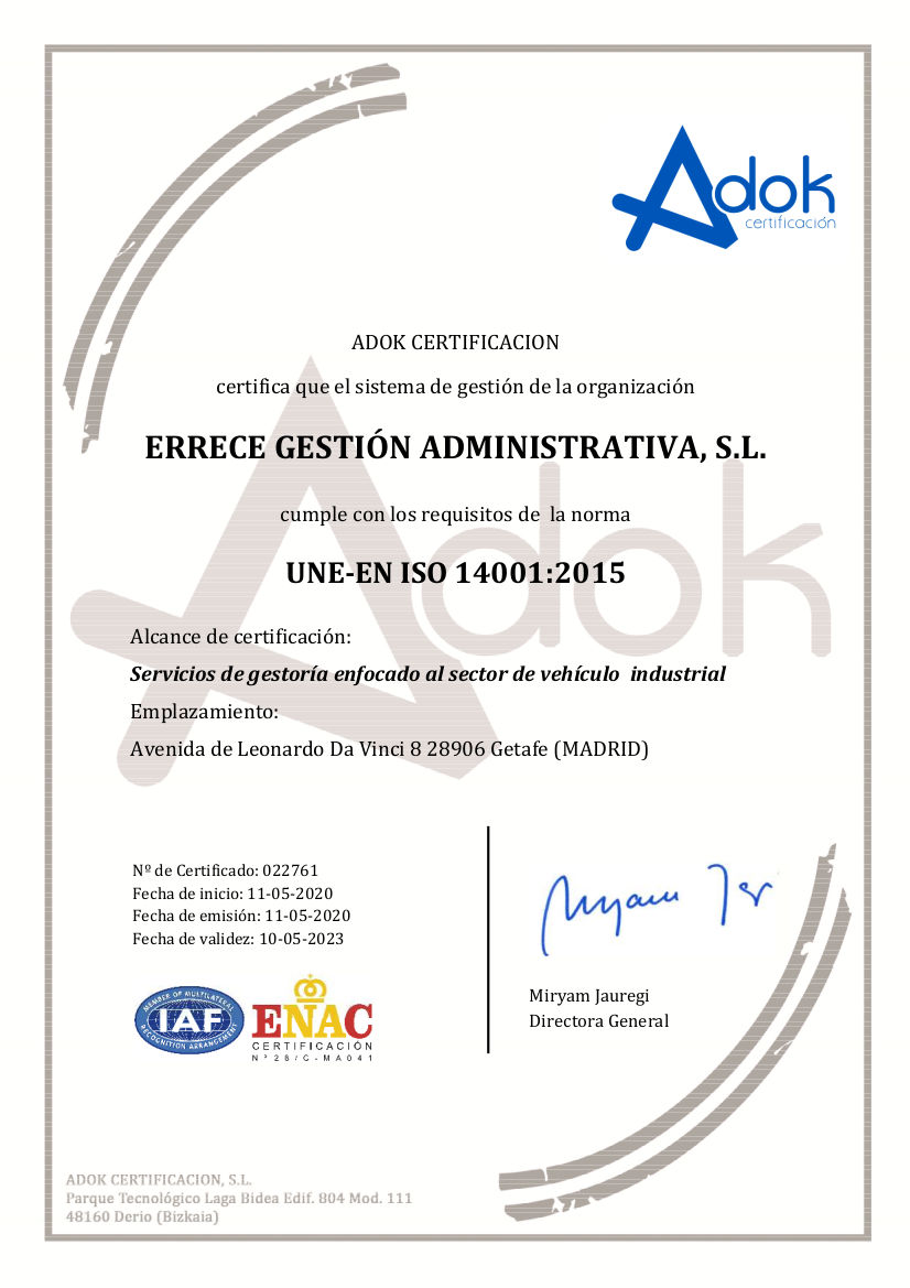 Certificado ISO 14001